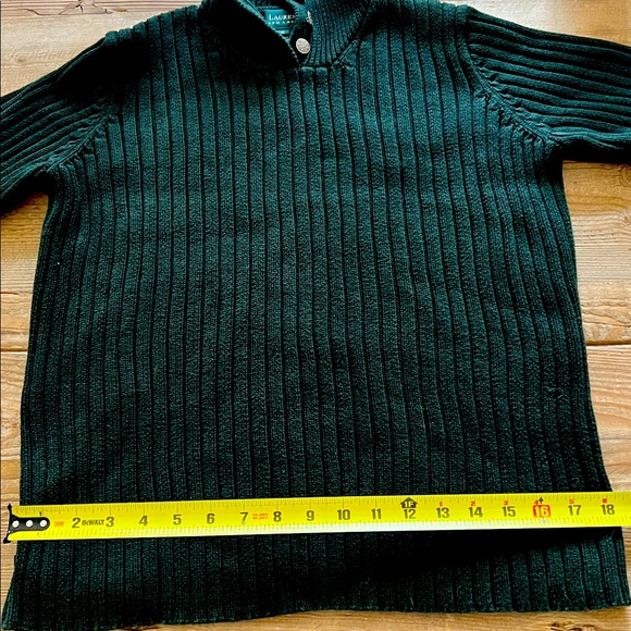 Cute army green cotton knit Lauren Ralph Lauren Button Up Turtle neck sweater M - Picture 12 of 13